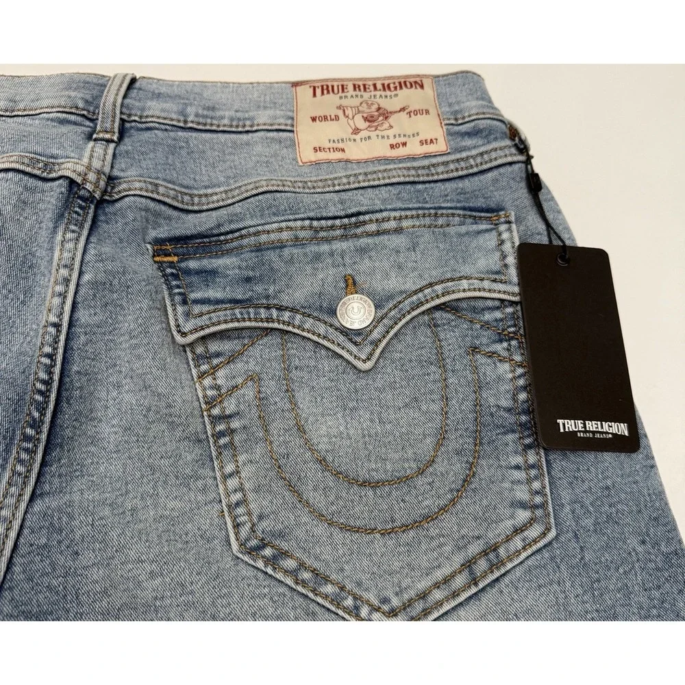 True Religion Mens Geno SN Flap Slim Light Bliss Wash Jeans Pants Size 34x32 NWT
